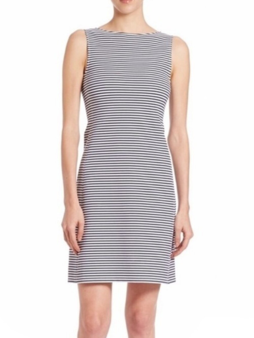 Theory Mivrill Sail Black and White Striped Sleeveless Dress